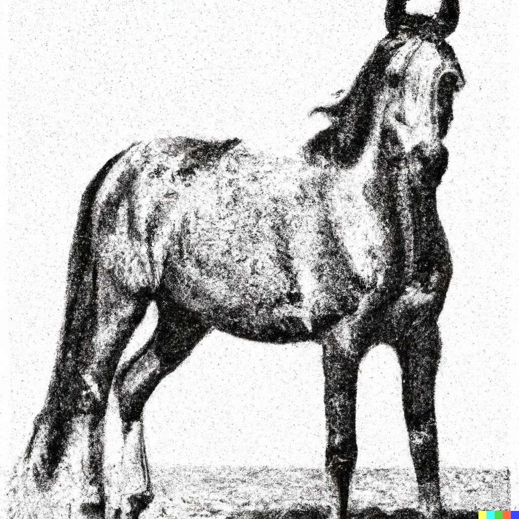 a horse, stipple drawing
